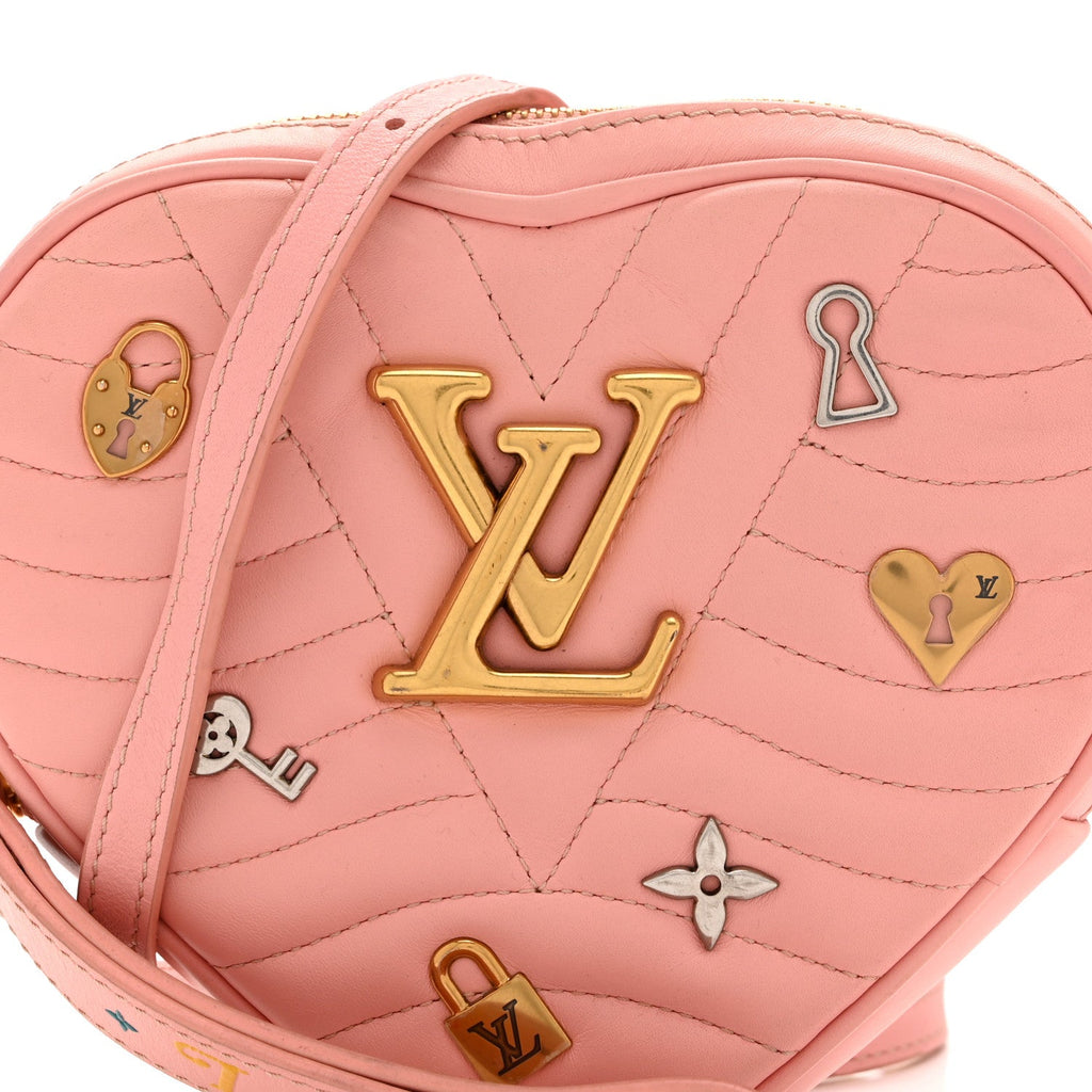 Calfskin Embellished New Wave Love Lock Heart Bag Rose Pomettes