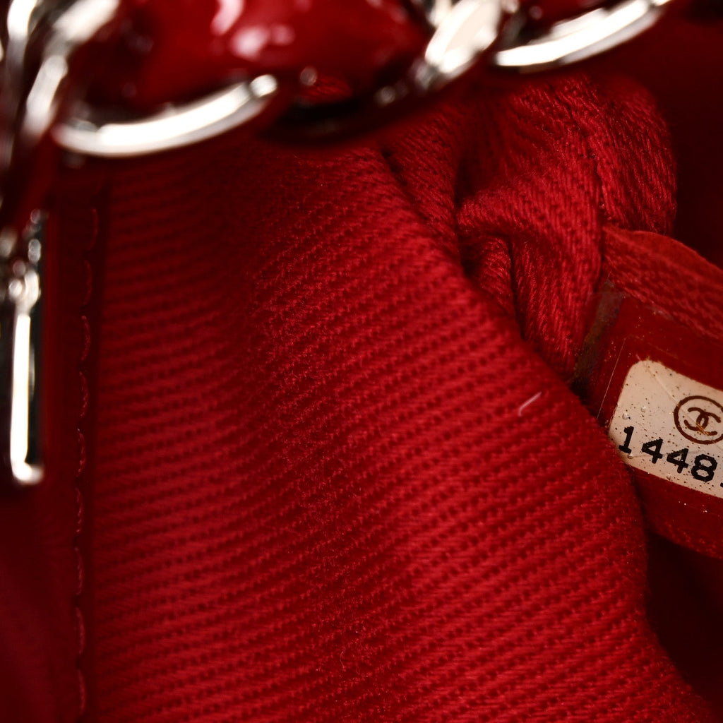 Patent Quilted Small Just Mademoiselle Bowling Bag Red
