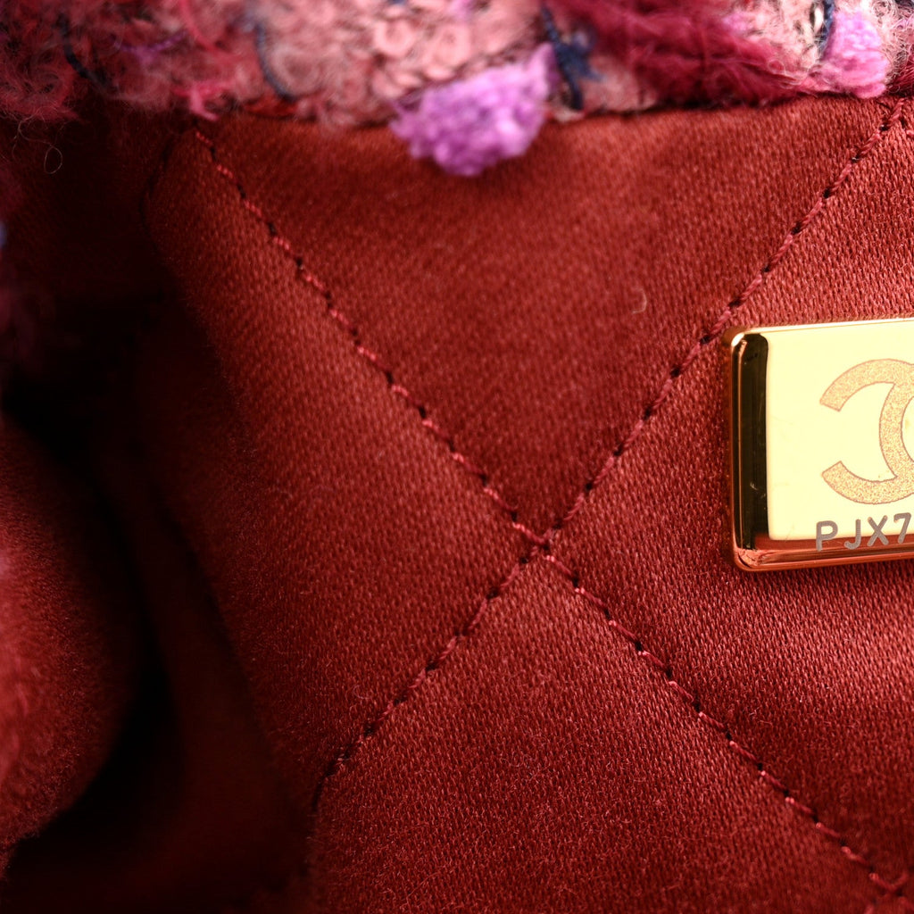 Tweed Quilted Chanel 22 Pink Burgundy