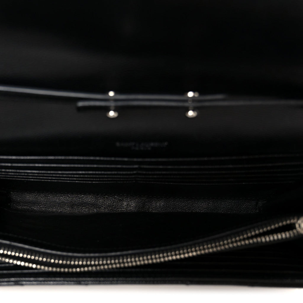 Grain De Poudre Matelasse Chevron Monogram Chain Wallet Black