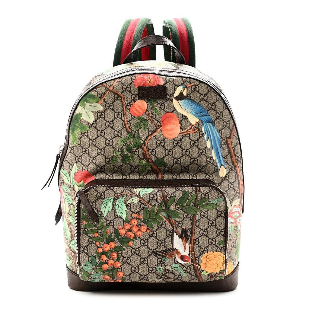 GG Supreme Monogram Tian Web Small Day Backpack Beige Multicolor New Acero
