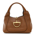 Grained Calfskin Softbit Medium Shoulder Bag Brown