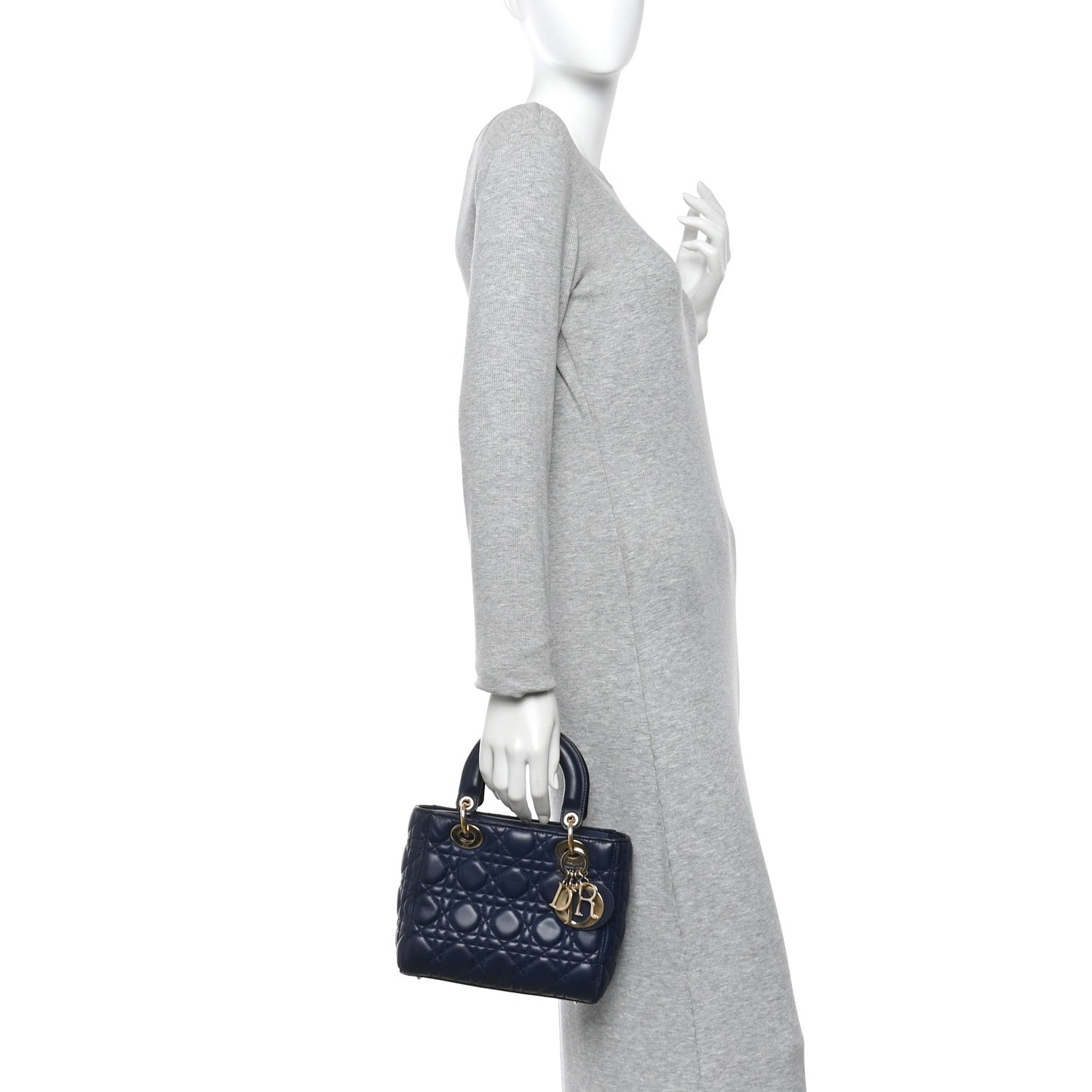Lambskin Cannage Small Lucky Badges My Lady Dior Navy