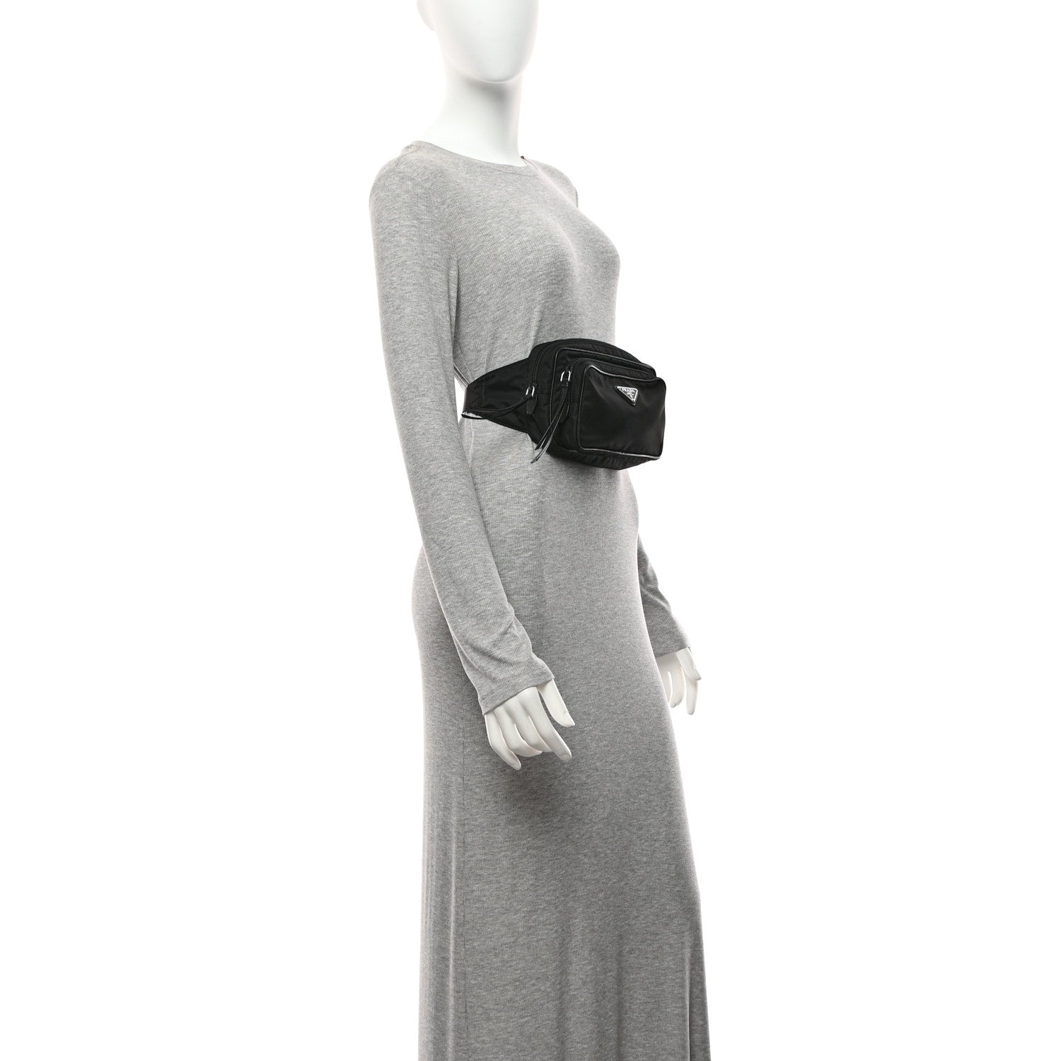 Re-Nylon Saffiano Belt Bag L Black
