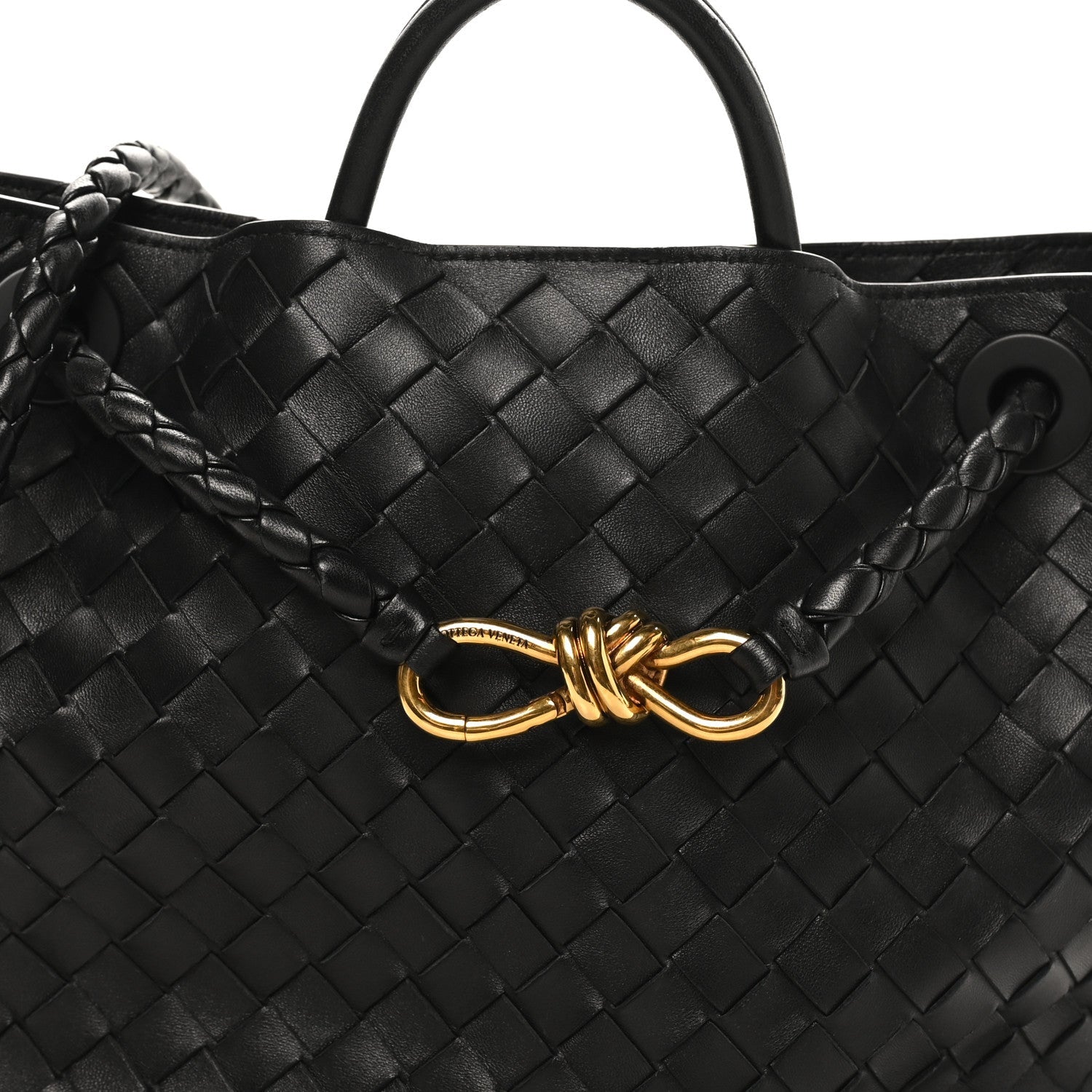 Nappa Intrecciato Medium Andiamo Shoulder Bag Black