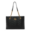 Vintage Calfskin Matelasse Medium GG Marmont Slim Tote Black