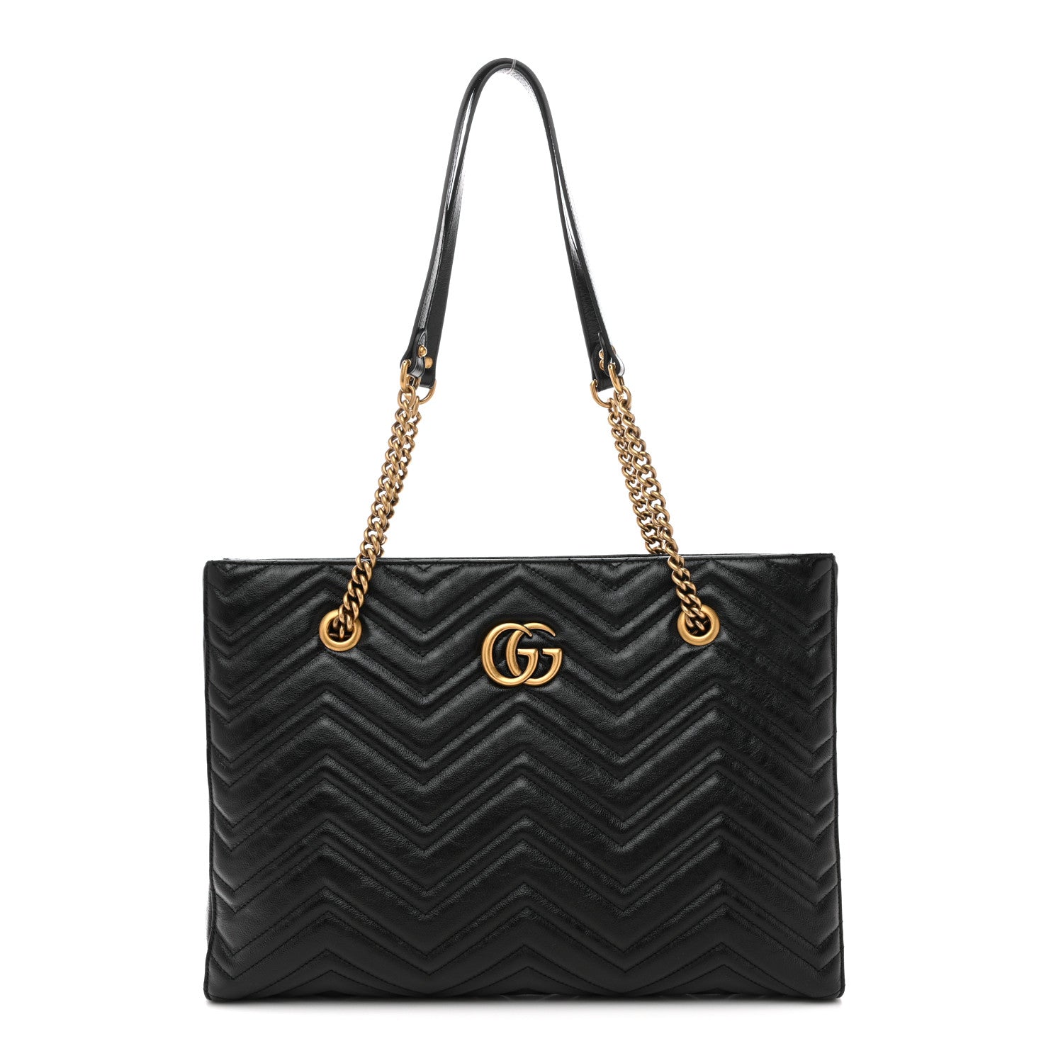 Vintage Calfskin Matelasse Medium GG Marmont Slim Tote Black