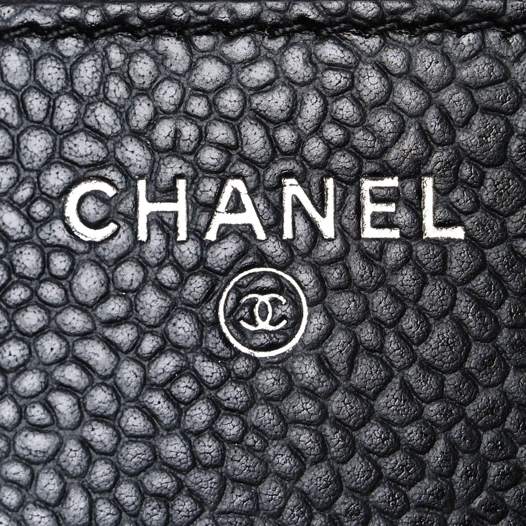 Caviar Quilted Wallet on Chain WOC Black