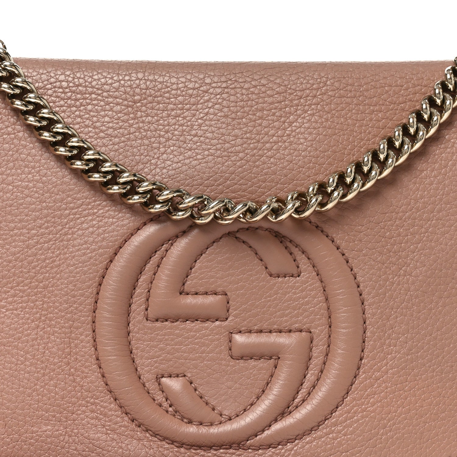 Pebbled Calfskin Medium Soho Flap Crossbody Pale Pink