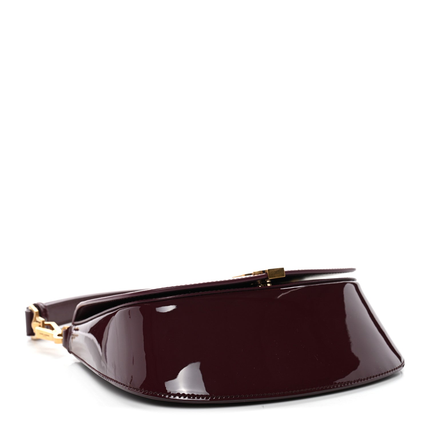 Patent Calfskin Mini Voltaire Top Handle Bag Dark Wine