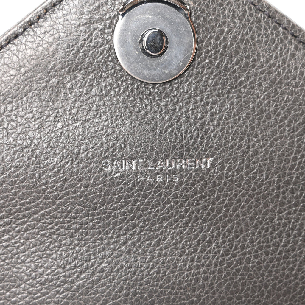 Sheepskin Matelasse Chevron Monogram Medium College Bag Asphalt