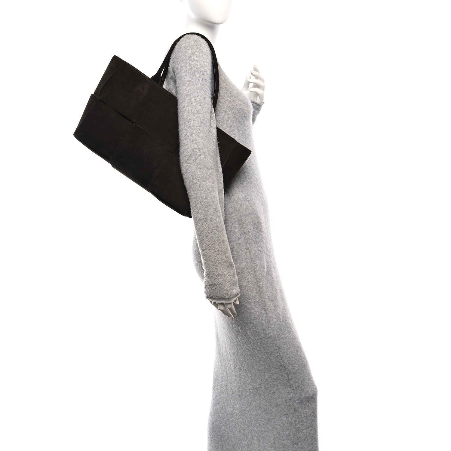 Suede Maxi Intrecciato Small Arco Tote Fondente