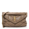 Lambskin Quilted Small Loulou Puffer Monogram Chain Satchel Dark Beige