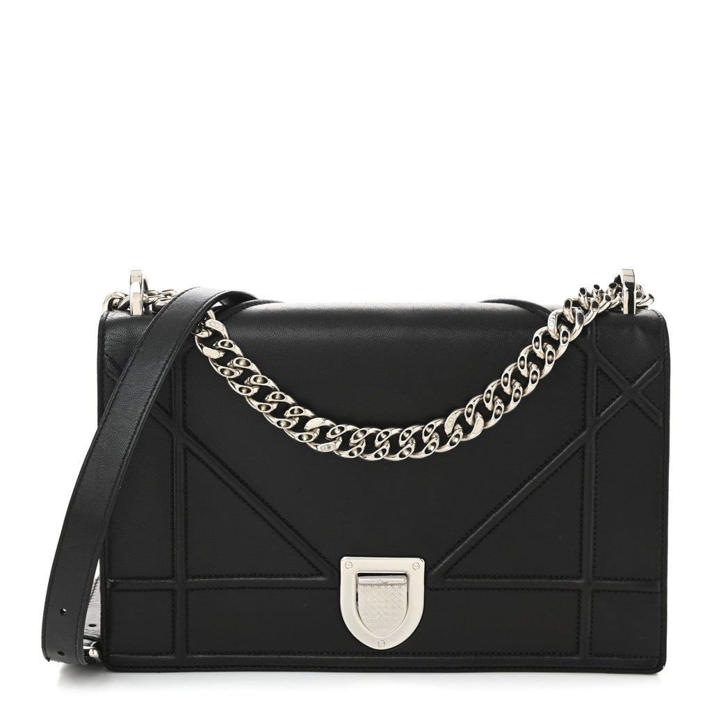 Lambskin Medium Diorama Flap Bag Black