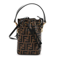 Vitello Liberty F is Fendi Bi-Color FF 1974 Embossed Mini Mon Tresor Bucket Bag Maya Black