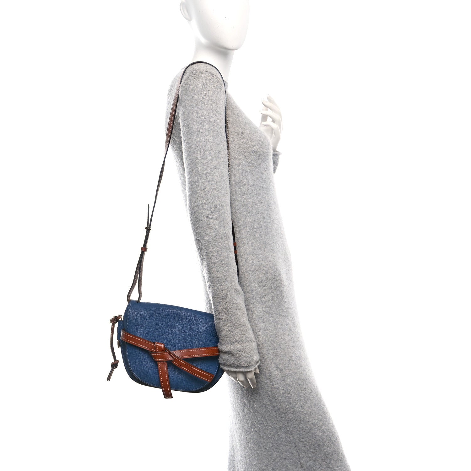Grained Calfskin Small Gate Crossbody Bag Varsity Pecan