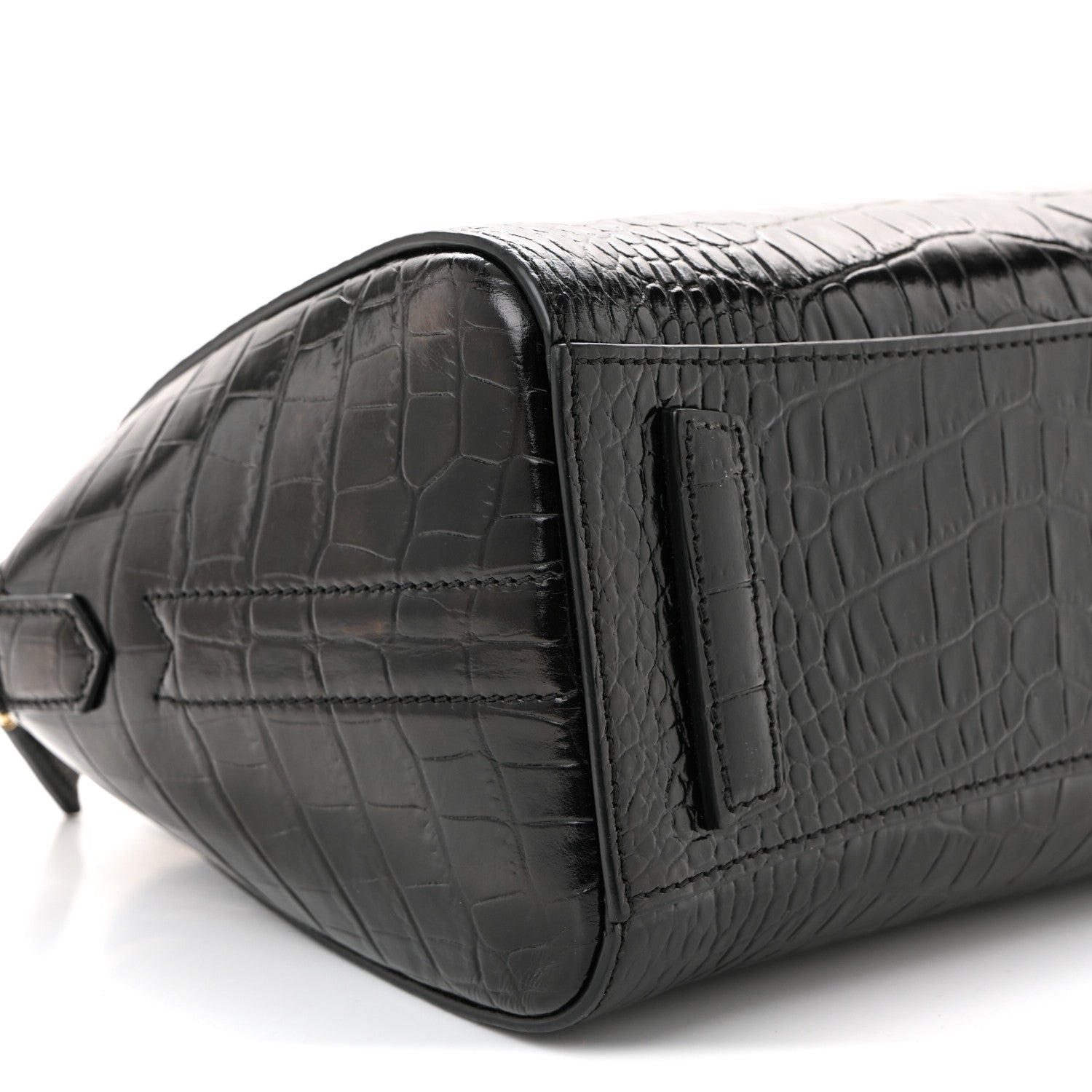 Calfskin Crocodile Embossed Mini Antigona Black
