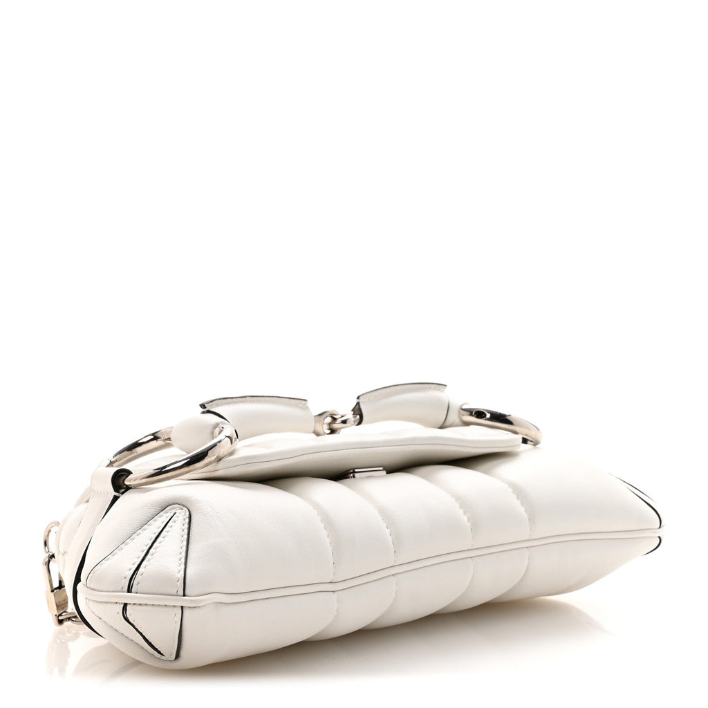 Nappa Vertical Matelasse Small Maxi Horsebit Chain Shoulder Bag Great White