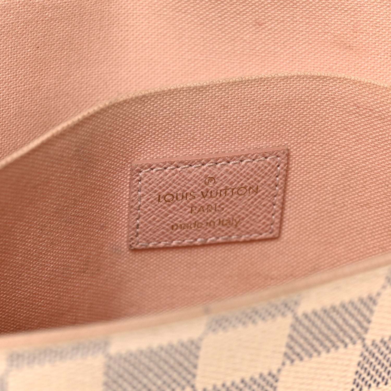 Damier Azur Pochette Felicie Chain Wallet Rose Ballerine