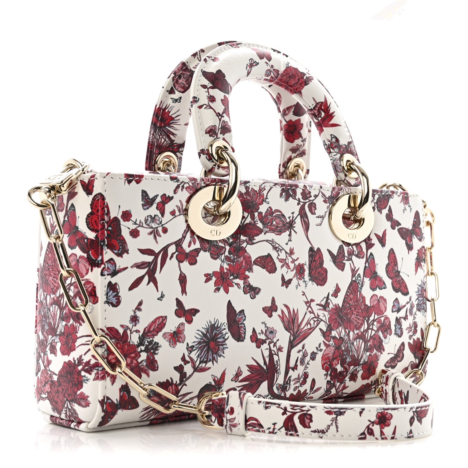 Calfskin Le Coeur Des Papillons Small Lady D-Joy White