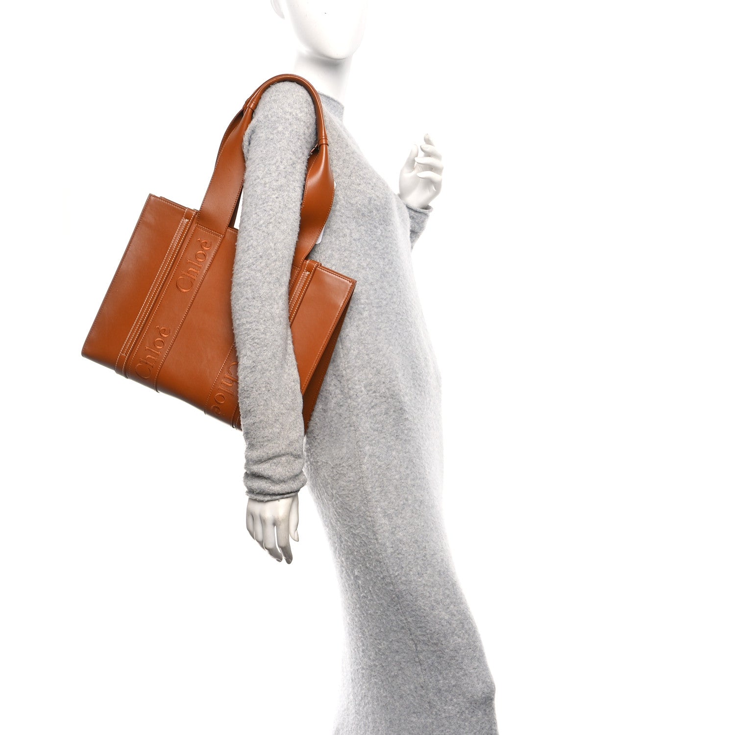 Calfskin Medium Woody Tote Caramel