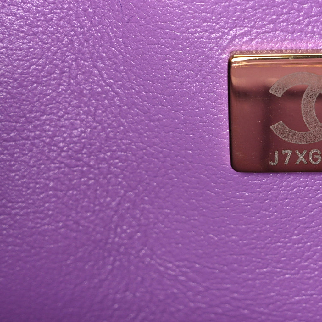 Caviar Quilted Small Double Flap Purple