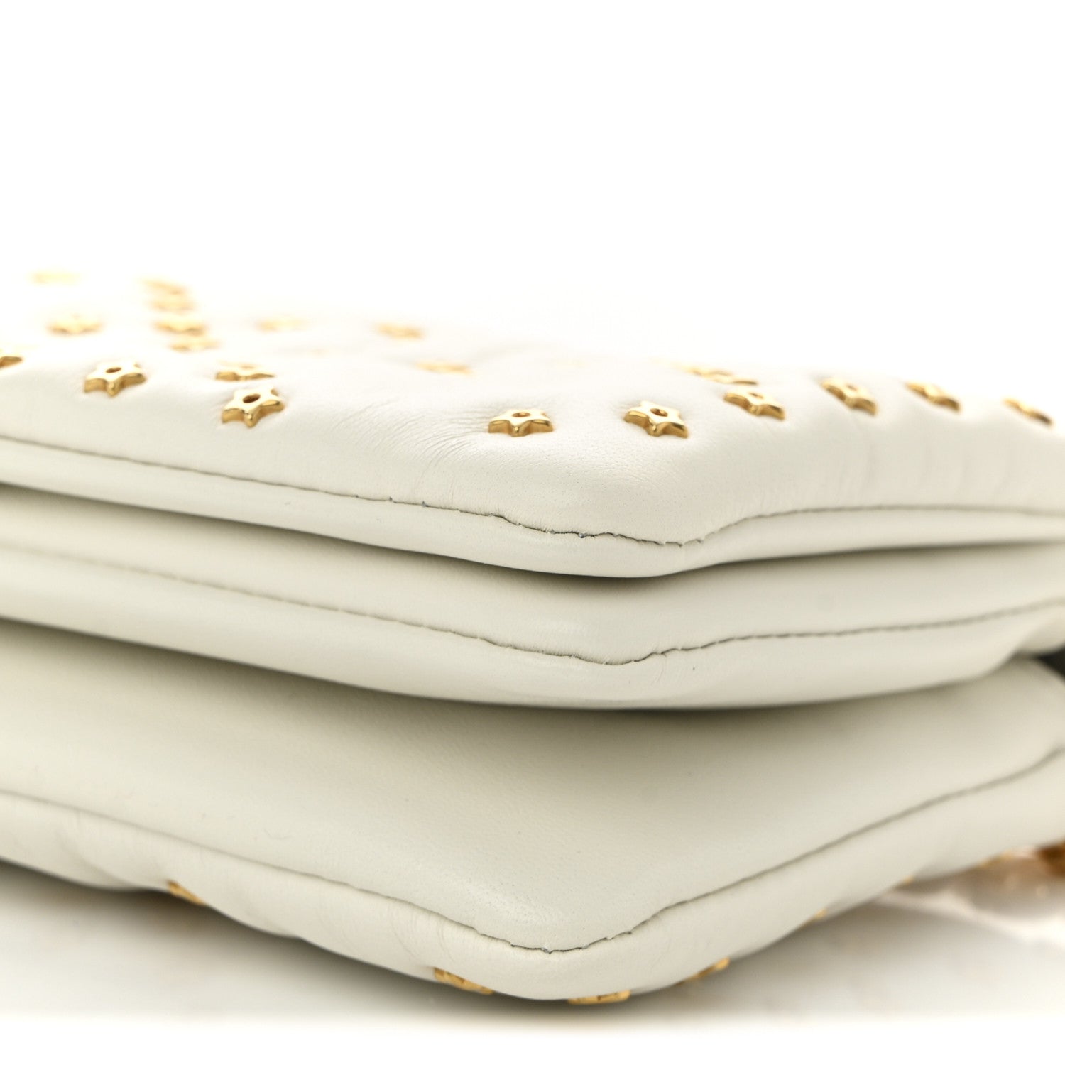 Lambskin Macrocannage Lucky Star Studded Caro Pouch Latte