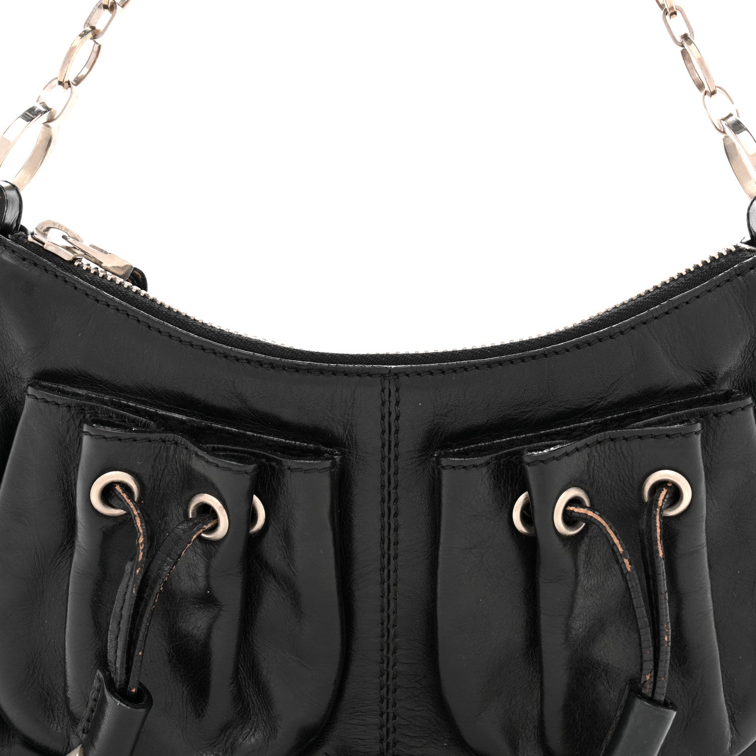 Lambskin Tassel Hobo Black