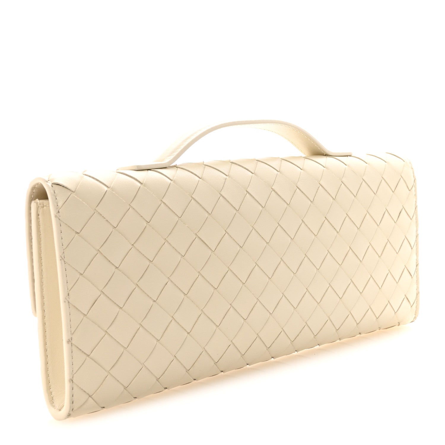 Nappa Intrecciato Long Andiamo Top Handle Clutch Sea Salt