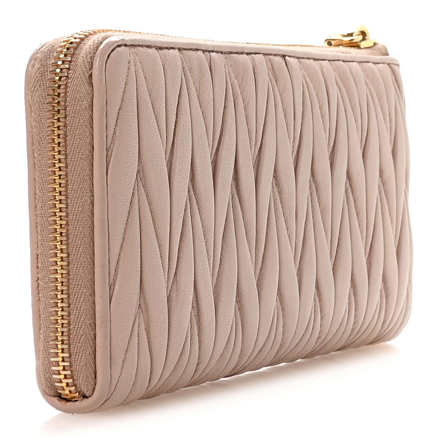 Nappa Matelasse Zip Around Wallet Pomice