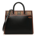 Calfskin Vintage Check Medium Two Handle Title Bag Black