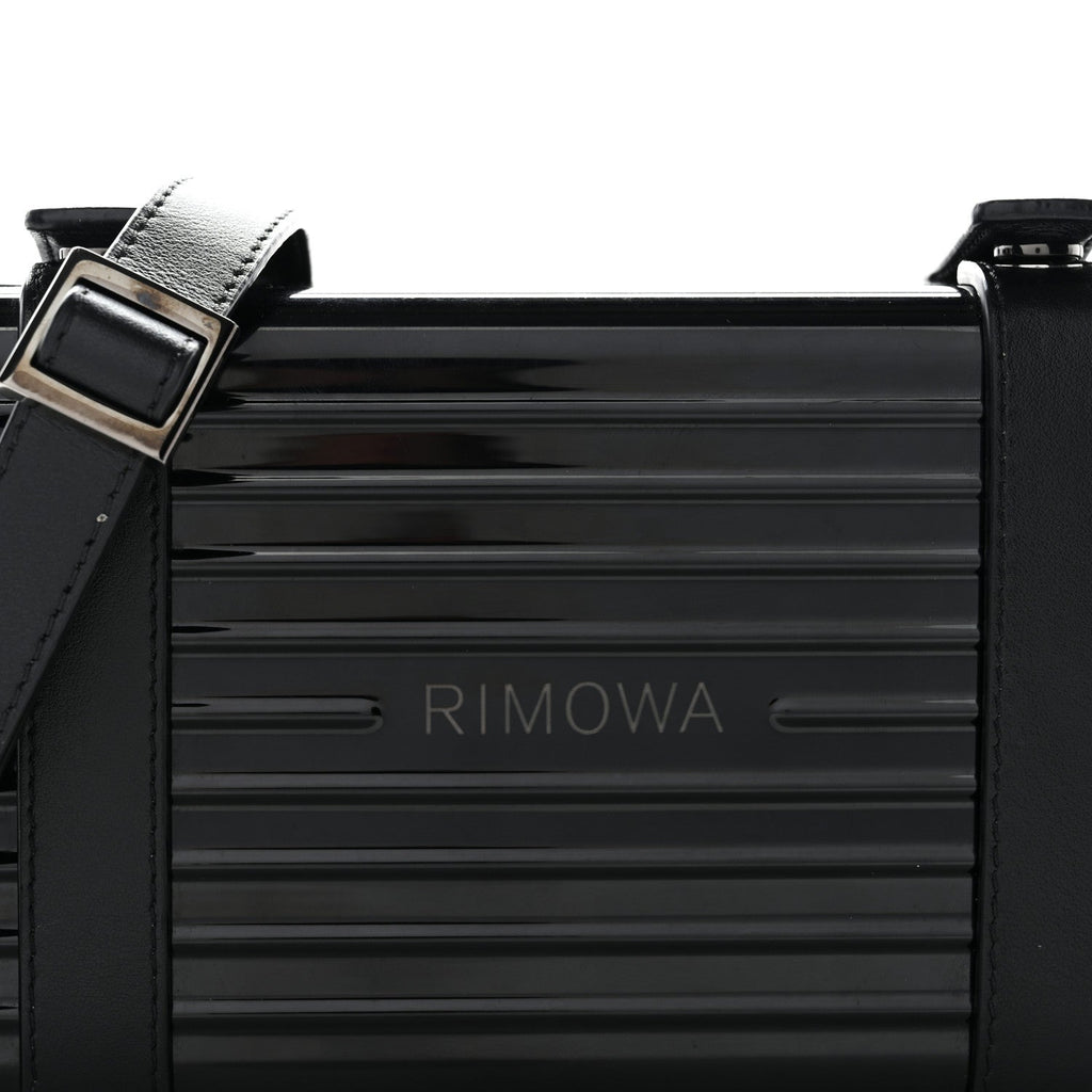 X RIMOWA Aluminum Personal Clutch On Strap Black