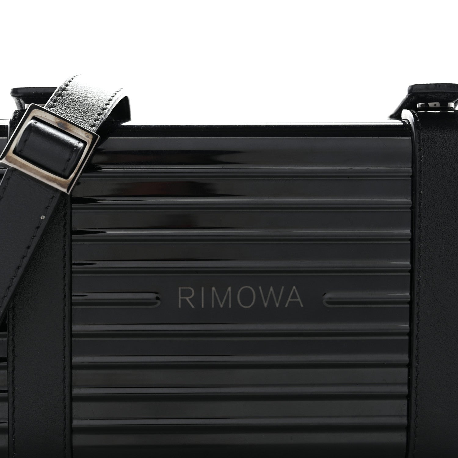 X RIMOWA Aluminum Personal Clutch On Strap Black