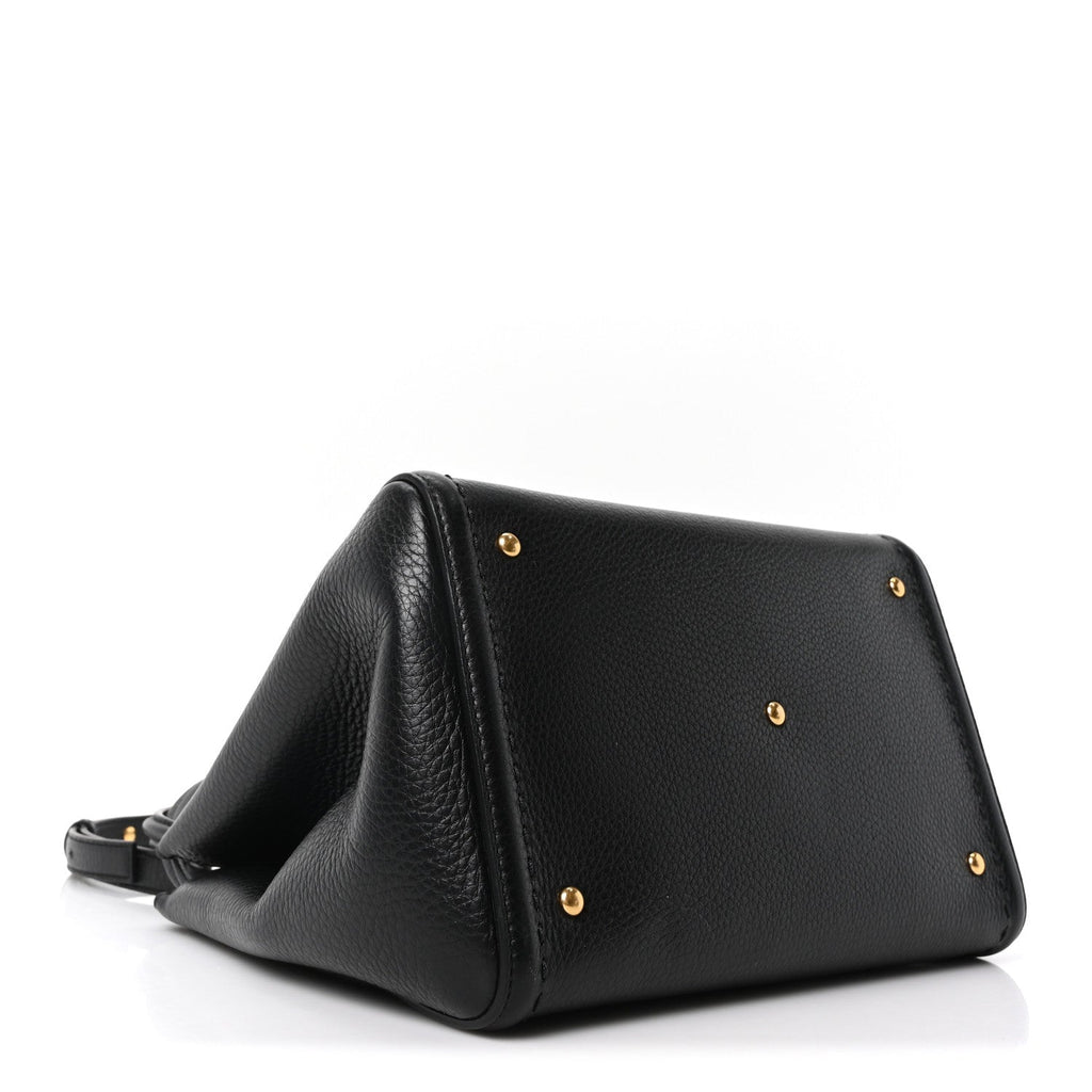 Soft Grainy Calfskin Alltime Medium Handbag Black