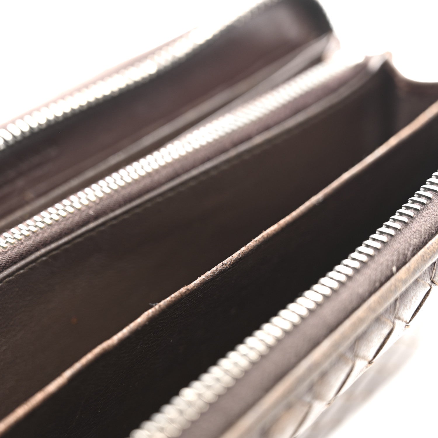 Nappa Intrecciato Zip Around Wallet Ebano