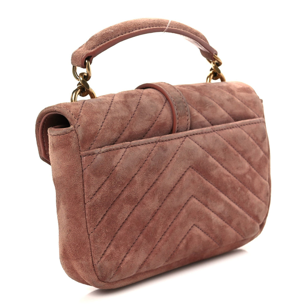 Suede Matelasse Chevron Monogram Mini College Bag Barely Pink