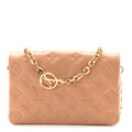 Lambskin Embossed Monogram Pochette Coussin Camel