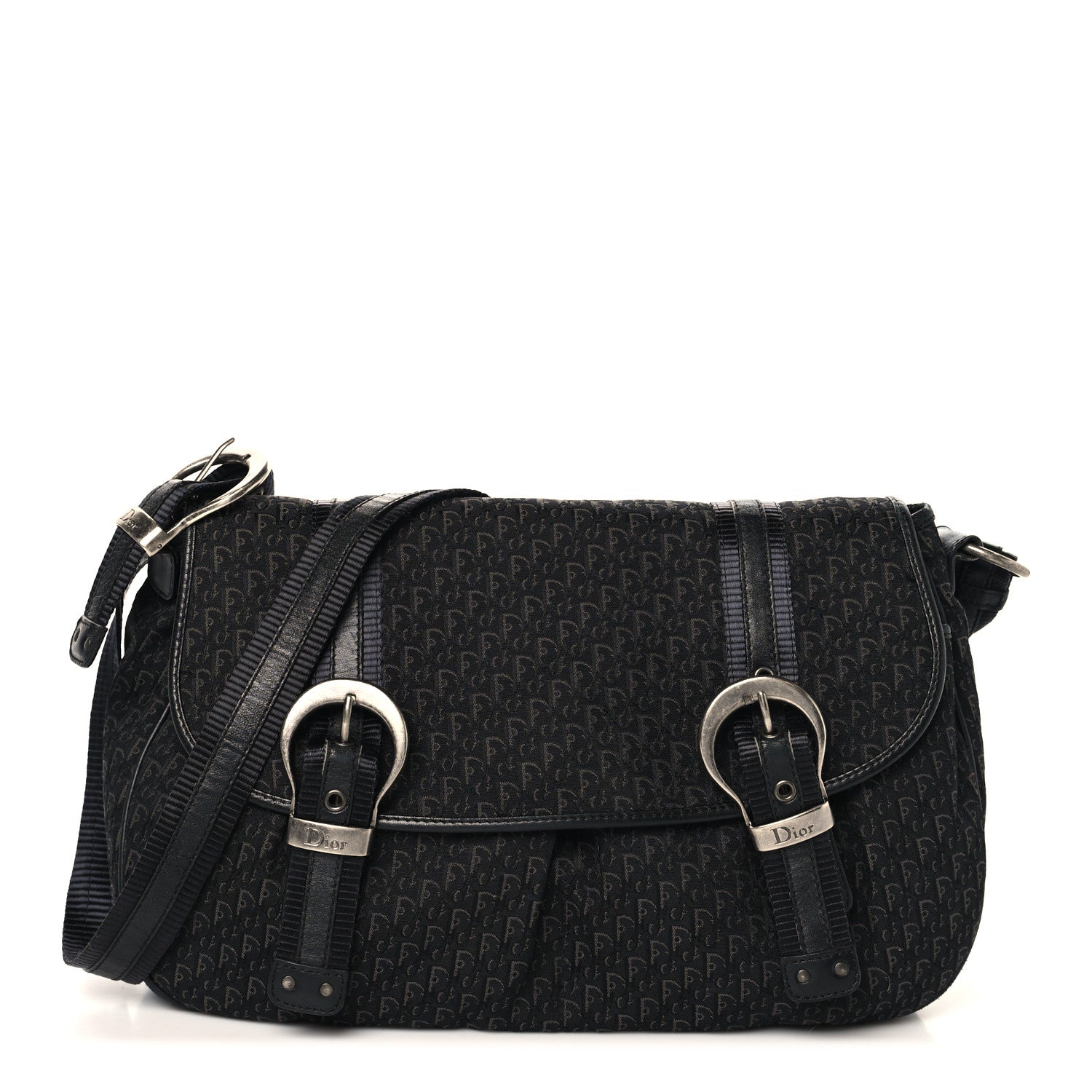 Canvas Diorissimo Buckle Messenger Black