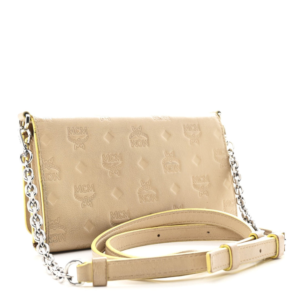 Calfskin Ottomar Klara Tri Fold Phone Wallet On Strap Croissant