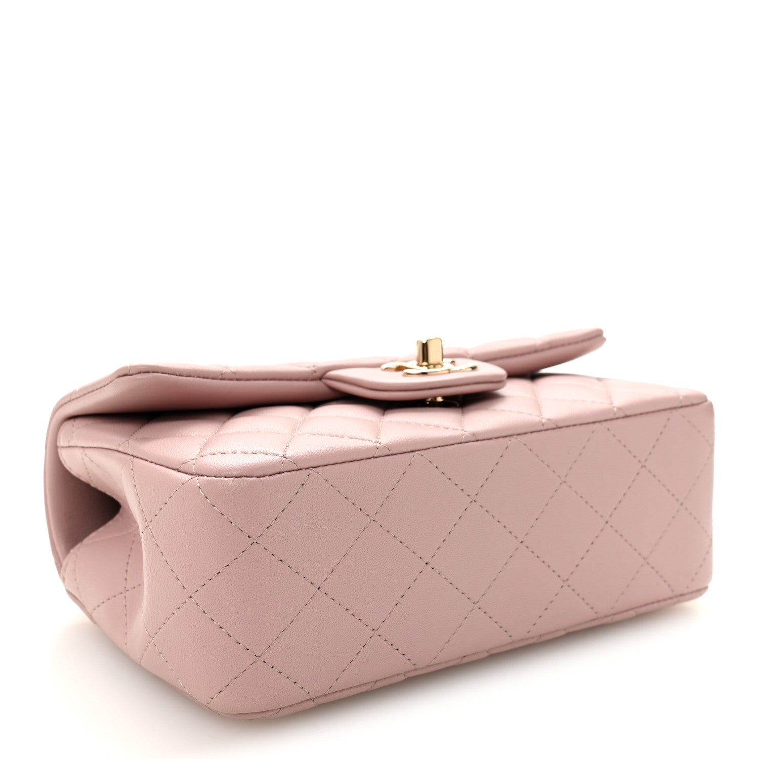 Lambskin Quilted Mini Top Handle Rectangular Flap Light Pink