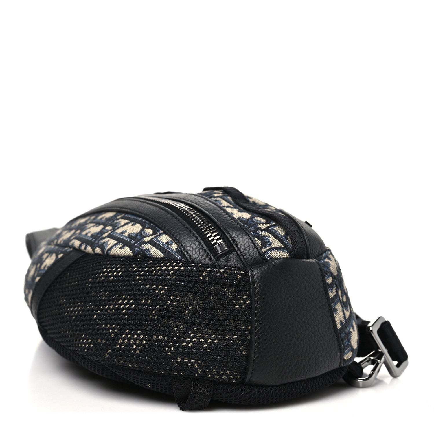 Grained Calfskin Oblique Scarab Sling Bag Blue Black