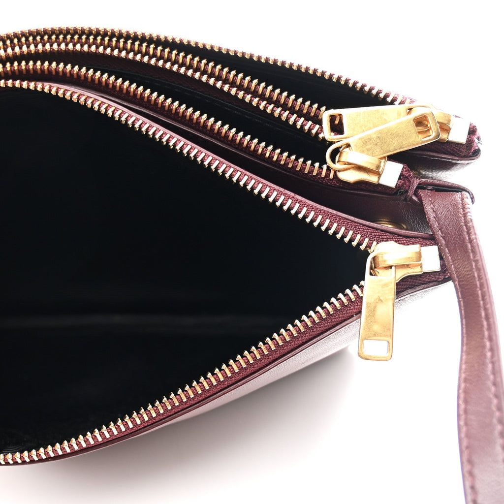 Lambskin Small Trio Crossbody Bag Burgundy