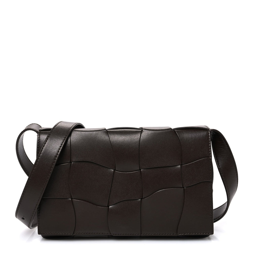 Lambskin Maxi Urban Wave Intrecciato Cassette Crossbody Bag Light Brown