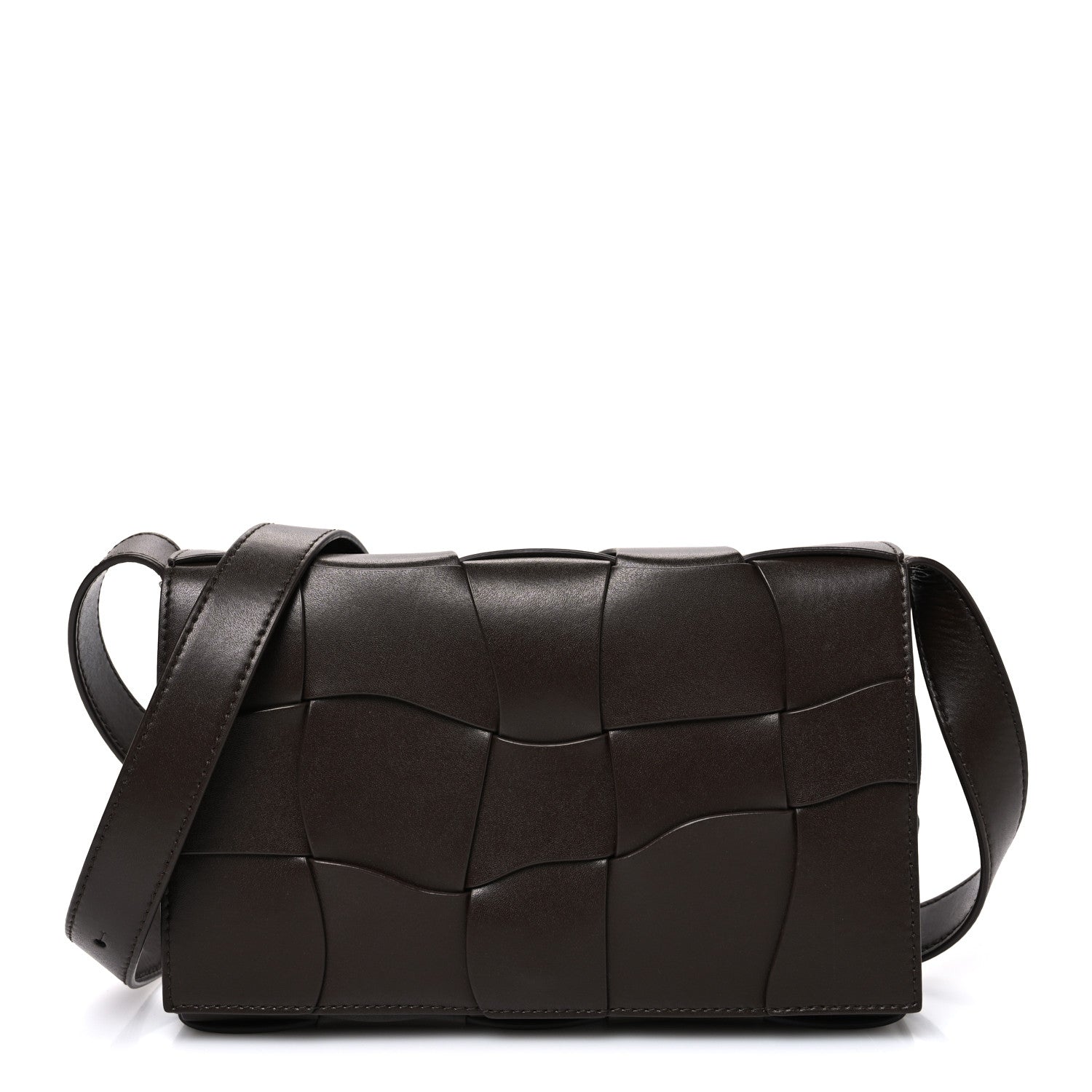 Lambskin Maxi Urban Wave Intrecciato Cassette Crossbody Bag Light Brown