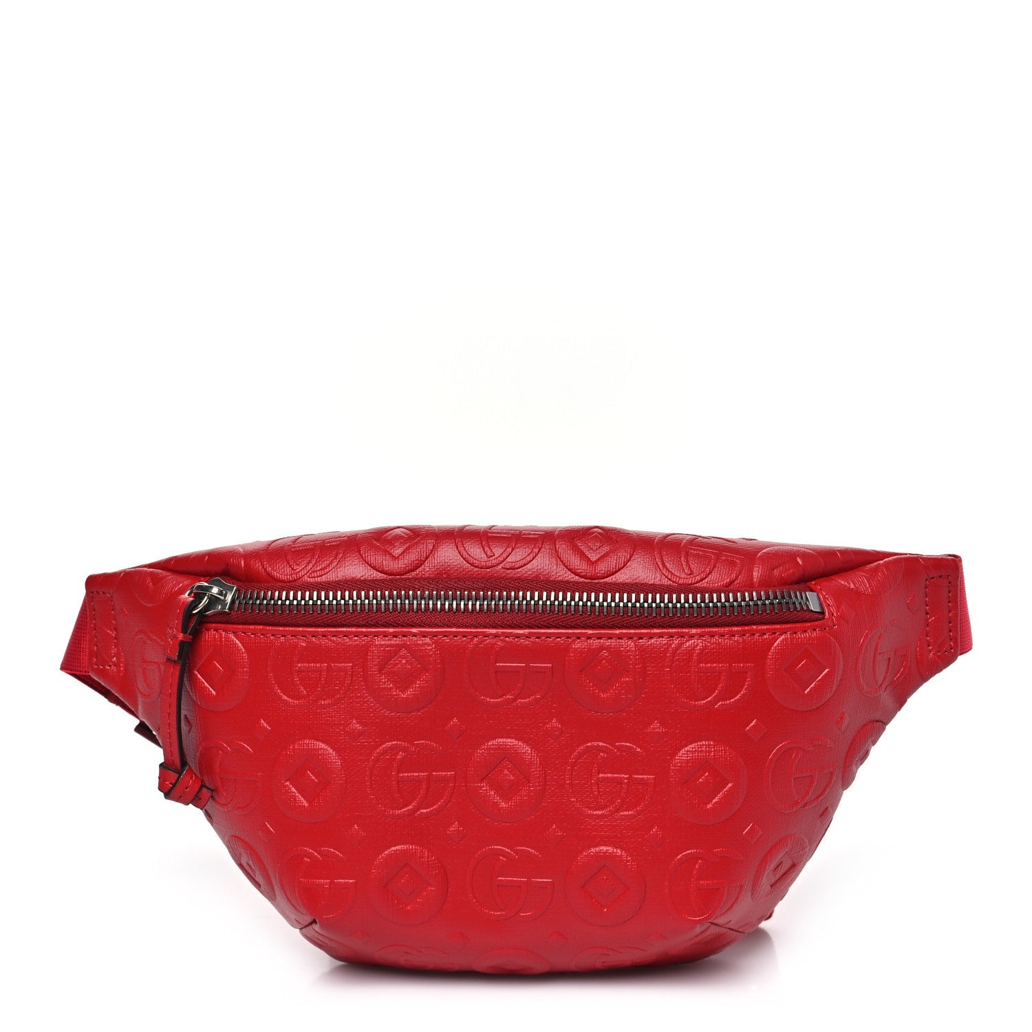 Calfskin Double G Embossed Childrens Belt Bag Red