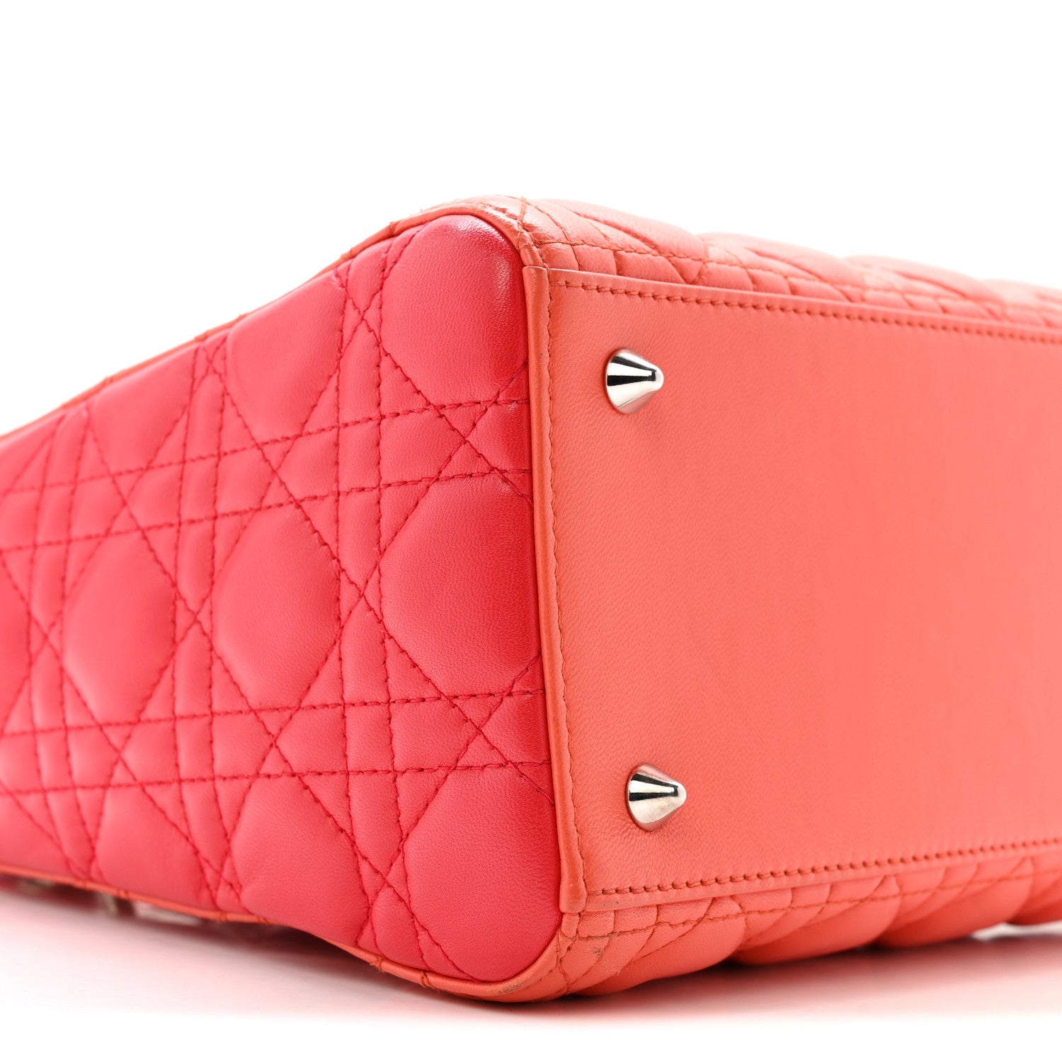 Lambskin Cannage Medium Bi-Color Lady Dior Orange Fuchsia
