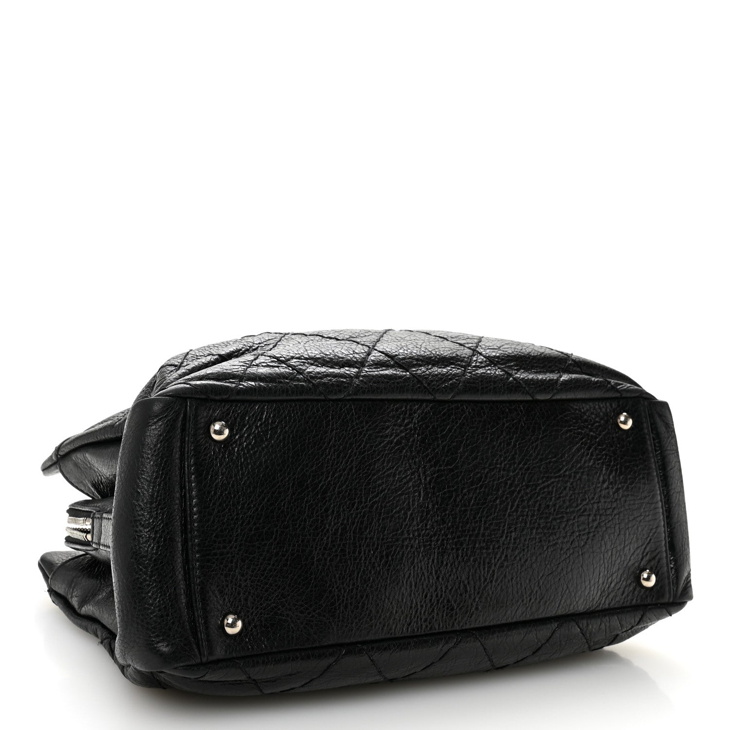 Glazed Calfskin On the Road Zip Tote Black