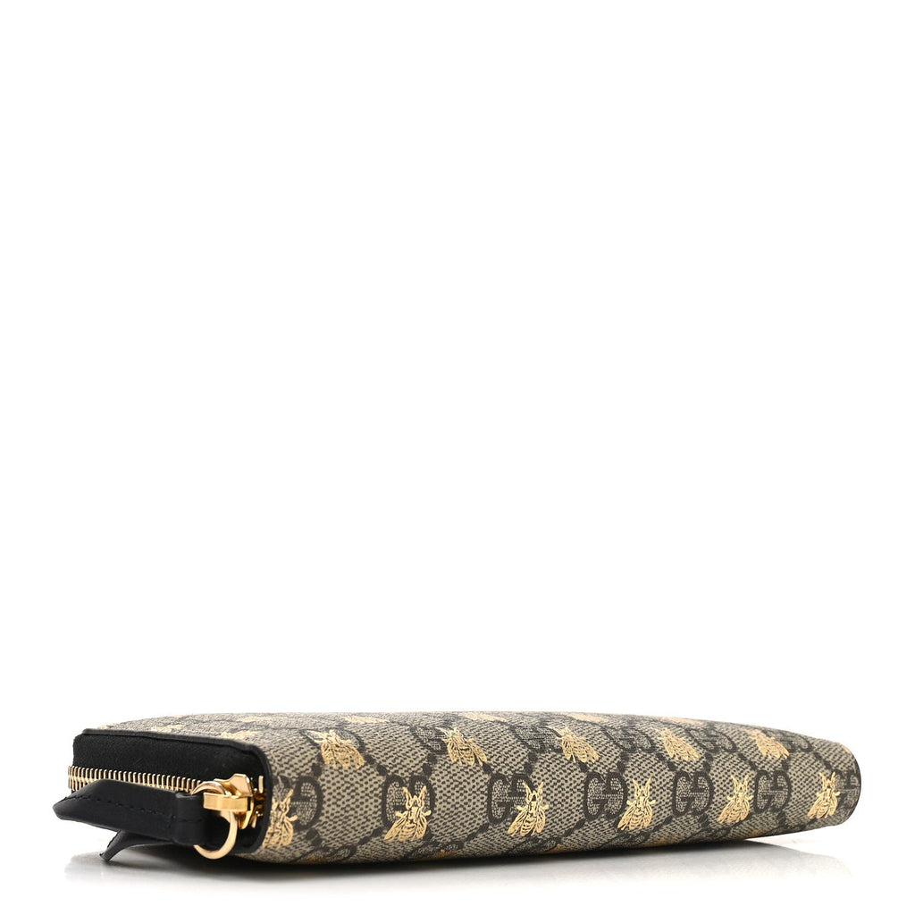 GG Supreme Monogram Bees Zip Around Wallet