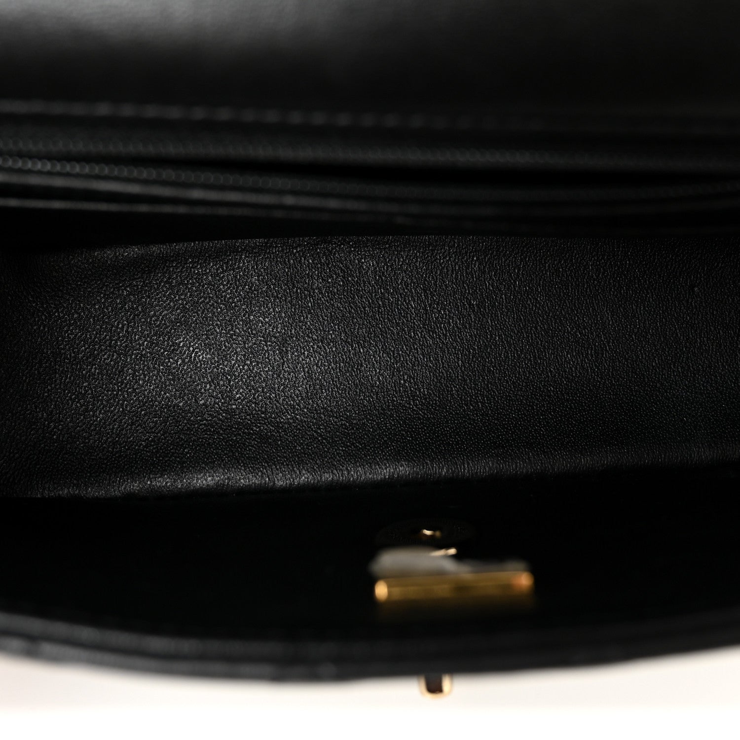 Lambskin Quilted Mini Top Handle Rectangular Flap Black