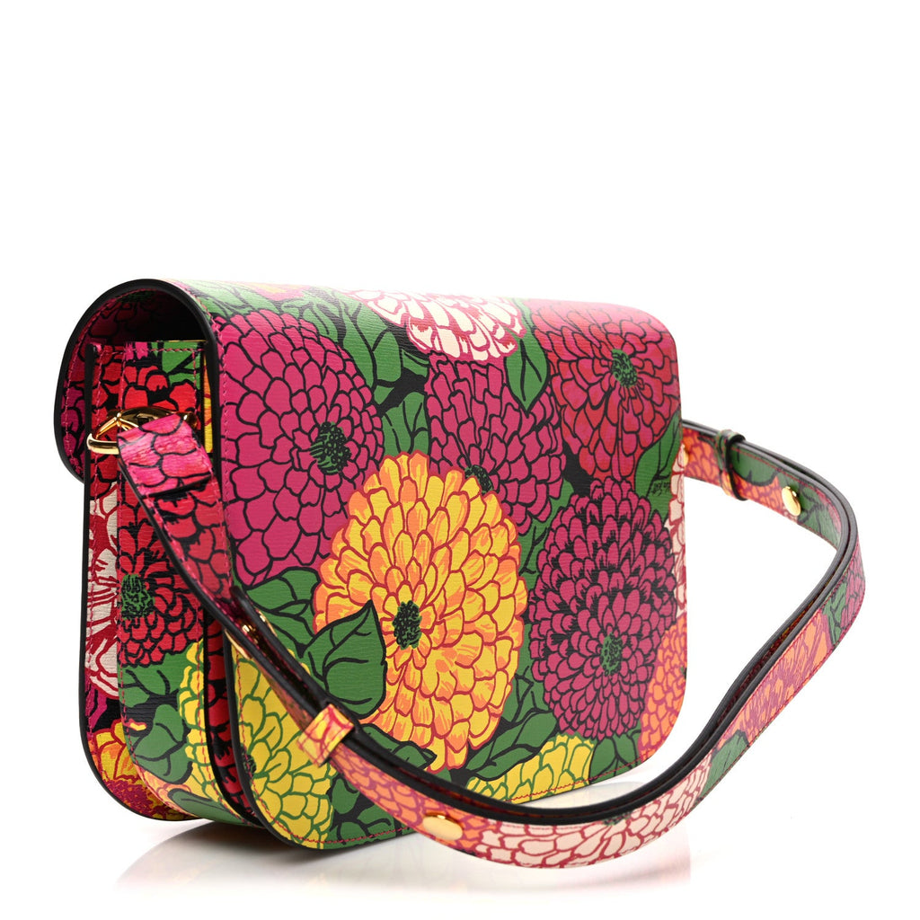 X KEN SCOTT New Shangai Calfskin Pomponica Print Horsebit 1955 Shoulder Bag Multicolor Fuxia Pompon